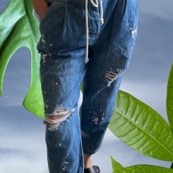 Free People Distressed Baggy Jean Sz Small - Picture 2 of 5